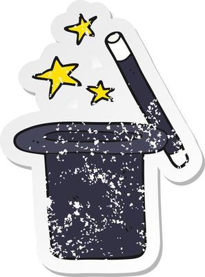 retro distressed sticker of a cartoon magicians top hat