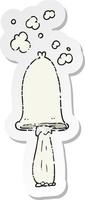 retro distressed sticker of a cartoon mushroom vector