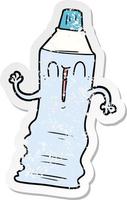 distressed sticker of a cartoon toothpaste tube vector