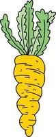 quirky hand drawn cartoon carrot vector