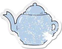 retro distressed sticker of a cartoon teapot vector