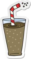 sticker of a cartoon fizzy drink in glass vector