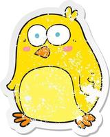 retro distressed sticker of a cartoon bird vector