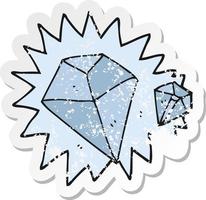 retro distressed sticker of a cartoon diamonds vector