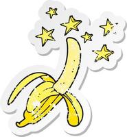 retro distressed sticker of a cartoon amazing banana vector
