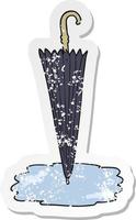 pegatina retro angustiada de un paraguas de dibujos animados vector