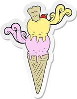 pegatina de un cono de helado de dibujos animados vector