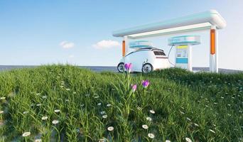 hydrogen power station with green grass field photo