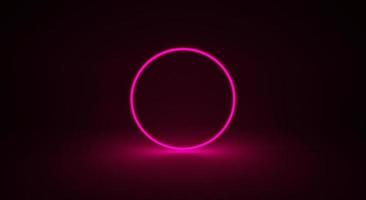 Abstract pink neon light on black background photo