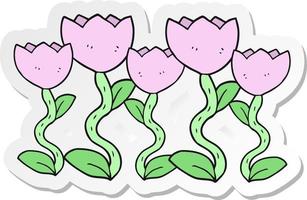 sticker of a cartoon flowers vector