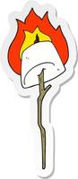 sticker of a cartoon toasted marshmallow vector