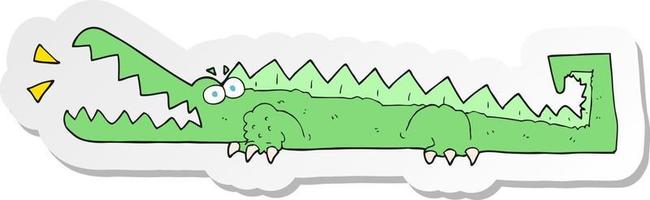 sticker of a cartoon crocodile vector