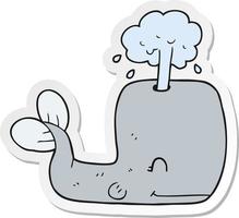 sticker of a cartoon whale spouting water vector