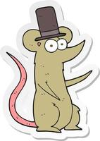 sticker of a cartoon mouse wearing top hat vector