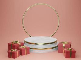 3d rendering empty template podium mockup for product placement photo