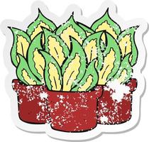 retro distressed sticker of a cartoon house plants vector