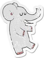 retro distressed sticker of a cartoon dancing elephant vector