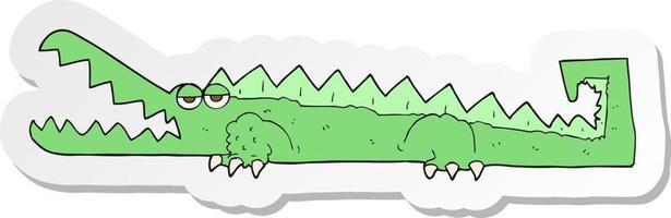 sticker of a cartoon crocodile vector