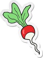 sticker of a cartoon radish vector