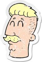 retro distressed sticker of a cartoon man with hipster hair cut vector