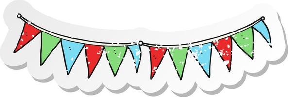 retro distressed sticker of a cartoon bunting flags vector