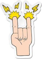 sticker of a cartoon hand making rock symbol vector