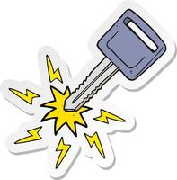 sticker of a cartoon electric car key vector