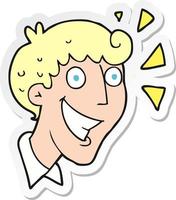 sticker of a cartoon excited man vector