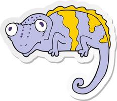 sticker of a cartoon chameleon vector