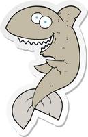 sticker of a cartoon shark vector