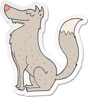 sticker of a cartoon wolf vector