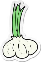 sticker of a cartoon garlic vector