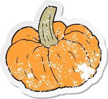 retro distressed sticker of a cartoon pumpkin vector