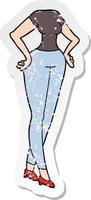 retro distressed sticker of a cartoon headless body vector