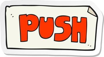 sticker of a cartoon push door sign vector