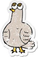 retro distressed sticker of a cartoon bird vector