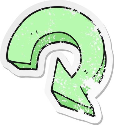 retro distressed sticker of a cartoon recycling arrow