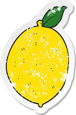 retro distressed sticker of a cartoon lemon