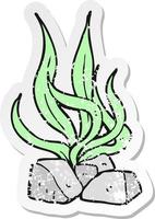 retro distressed sticker of a cartoon seaweed vector