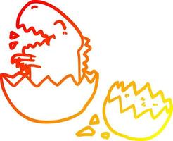 warm gradient line drawing dinosaur hatching from egg vector