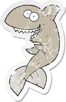 retro distressed sticker of a cartoon shark vector