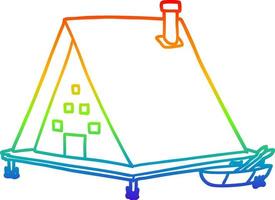 rainbow gradient line drawing cartoon lake house vector