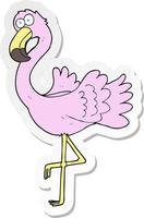 sticker of a cartoon flamingo vector