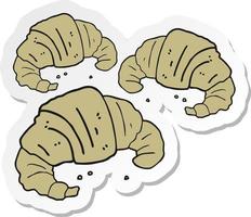 sticker of a cartoon croissants vector