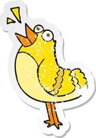 retro distressed sticker of a cartoon bird vector