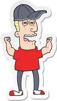 sticker of a cartoon stressed man vector