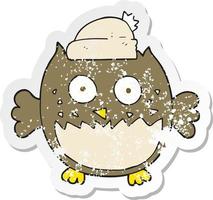 retro distressed sticker of a cartoon owl vector