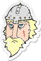 retro distressed sticker of a cartoon viking warrior