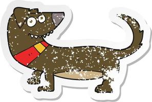 retro distressed sticker of a cartoon dog vector