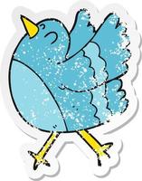 retro distressed sticker of a cartoon happy bird vector